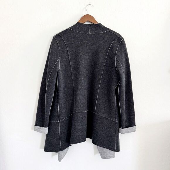 Eileen Fisher Felted Merino Wool Shaped Jacket Charcoal Gray L - Picture 4 of 14